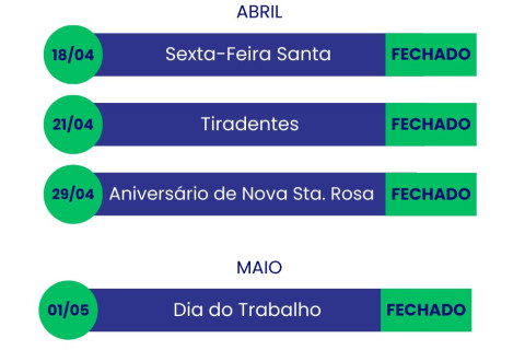 Feriados para Mês de Abril