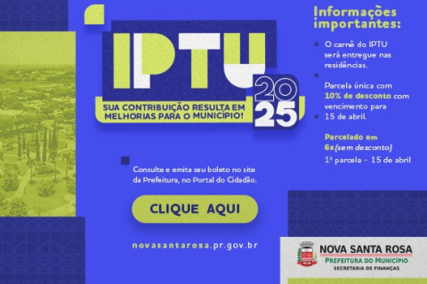 Hoje é o dia de vencimento da primeira parcela do IPTU ou de pagamento em cota única