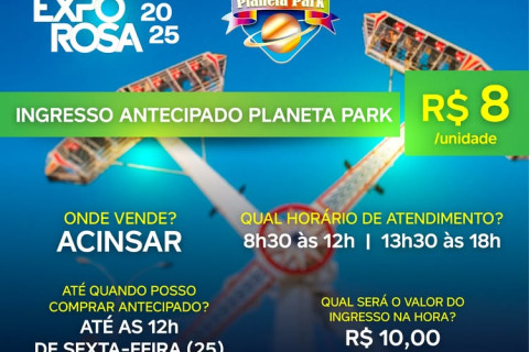 Começa a venda de ingressos para o parque de diversões da Expo Rosa 2025